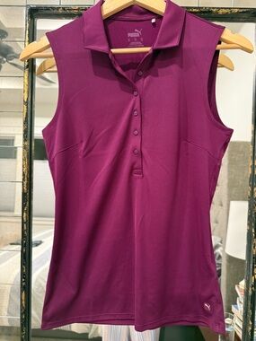 Puma Women's Sleeveless Polo Tank - Plum